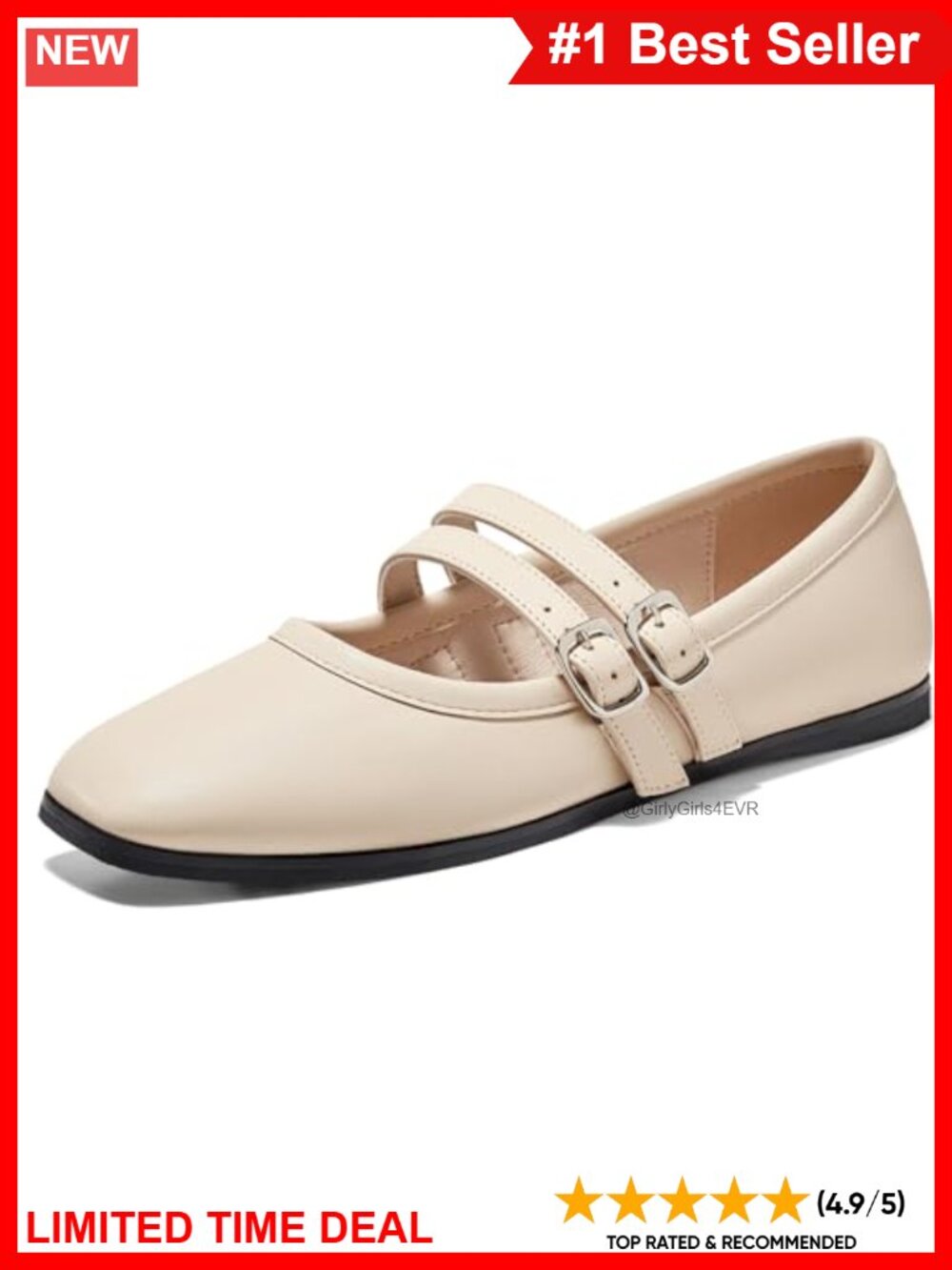 Mary Jane Flats Square Toe Double Strap Soft Work Slip On Ballet Flat